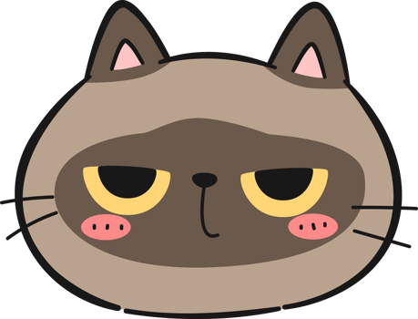 Boring face cartoon siamese cat png