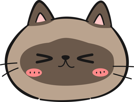 Excited face cartoon siamese cat png