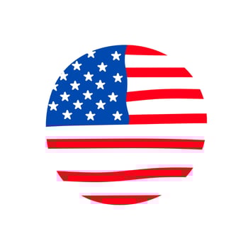 Circular United States Flag Icon. Patriotic American USA Flag in a Modern Round Design for National Themes. USA flag round cartoon style Illustration. vector