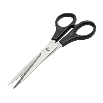 Black Plastic And Silver Metal Scissors On Transparent Background png