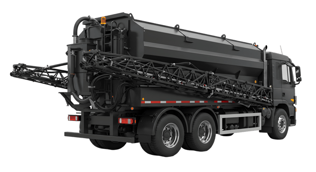 Dark Grey Industrial Vacuum Truck on Transparent Background png