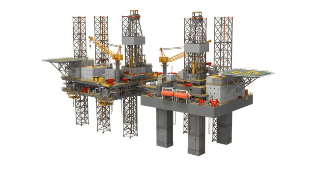 Detailed 3D Render of an Offshore Oil Rig Platform png