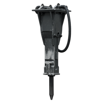 Grey Hydraulic Breaker for Demolition on Transparent Background png
