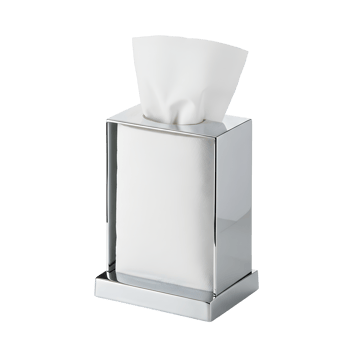 Modern Chrome Tissue Box with White Tissue on Transparent Background png