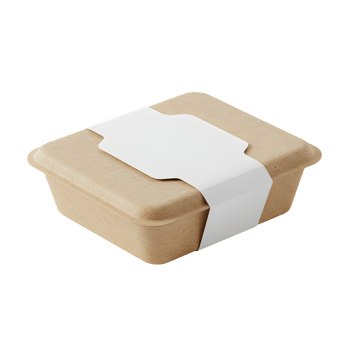 Square Kraft Paper Food Container with Blank Label png