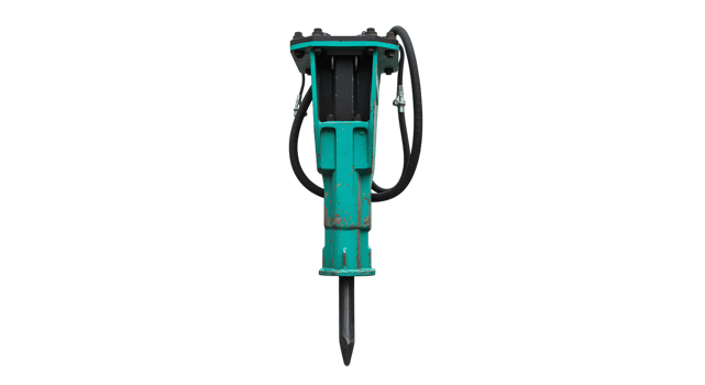 Teal Hydraulic Hammer on Black Background png