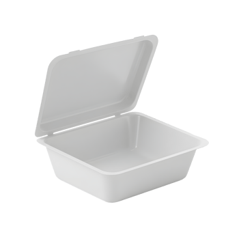 White Square Disposable Food Container on Transparent Background png