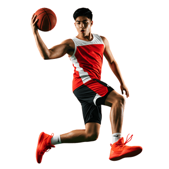 Young Athlete in Red Jumpshot Playing Basketball png