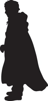 Young person in a long cloak silhouette vector