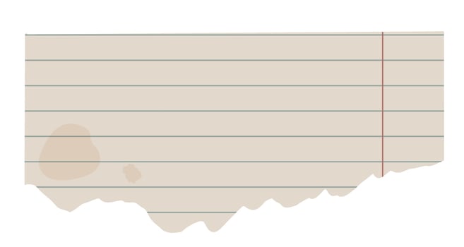 Torn vintage paper from notebook with lines pattern and old dirty stain vector