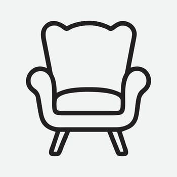 Elegant Cottage Chair Icon in Minimalist Line Art Style vector