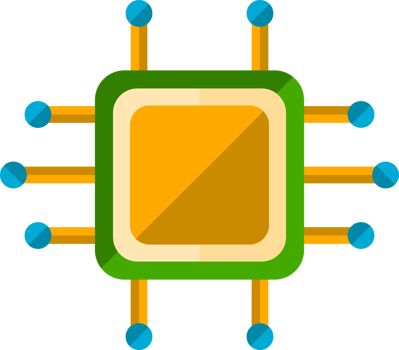 Yellow CPU chip technology png