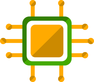 Yellow CPU chip technology icon png