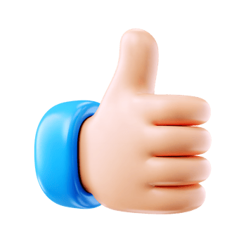 3d Like Thumb up Hand Gesture icon isolated on transparent background. 3d rendering Cartoon plastic style png