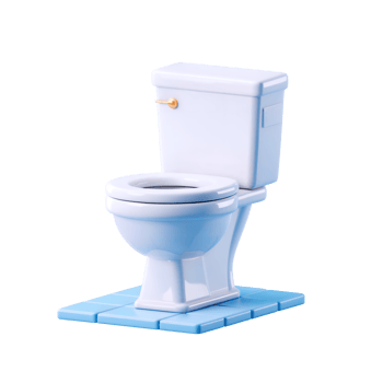 3d Toilet bowl with Tank icon isolated on transparent background. 3d rendering Cartoon plastic style png