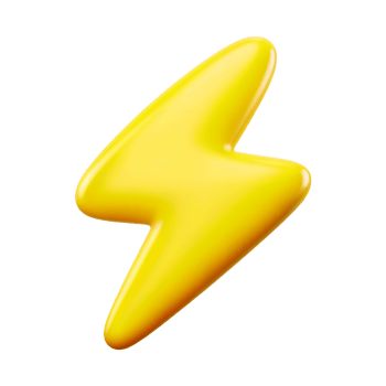 3d Yellow Lightning Thunder bolt icon isolated on transparent background. 3d rendering Cartoon plastic style png
