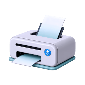 3d printer print icon isolated on transparent background. 3d rendering Cartoon plastic style png