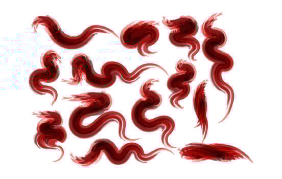 Red Artistic Strokes Isolated on White Grunge Brush Element Set vector