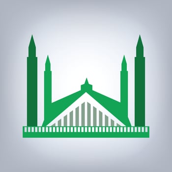 Faisal mosque art in green color background vector