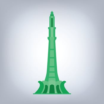 Minar-e-Pakistan landmark of Lahore, in light green vector