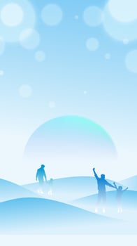 Father's Day vertical illustration with father and son silhouettes vector