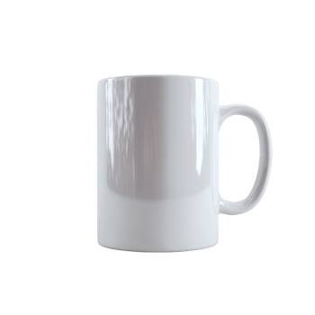 A plain white coffee mug with a smooth surface, ideal for personalized designs or branding, featuring a simple and classic design. png