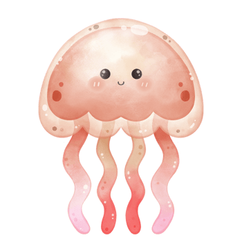 Cute Orange Jellyfish Smiling png