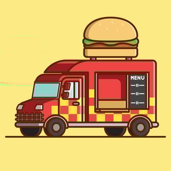 Simple Ultimate Burger Truck cartoon illustration Collection of Truck Shop concept icon isolated vector