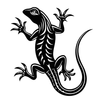 a black and white lizard on a white background vector