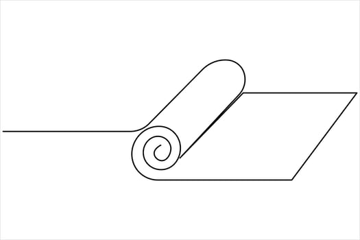 Continuous single line drawing of yoga mat vector