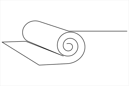 Continuous one line drawing of yoga mat vector