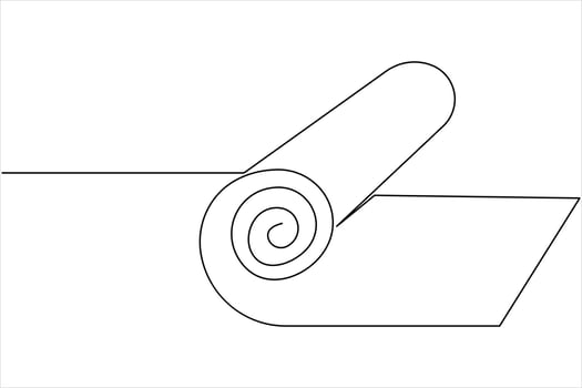 Continuous single line drawing of yoga mat fitness equipment concept illustration vector
