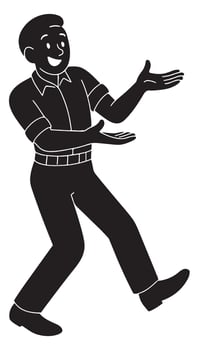 Silhouette of a man dramatically presenting something imaginary with both hands vector