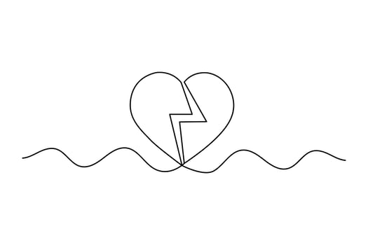 One line romantic heart icon vector