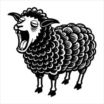 Lamb Yawning Animal vector