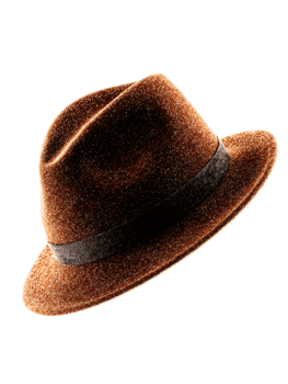 Stylish Brown Fedora Hat with Black Ribbon png