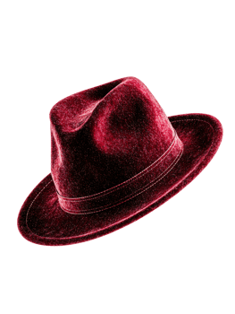 Elegant Red Velvet Fedora Hat png
