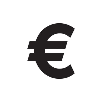 Euro Currency Symbol Black Icon for Financial and Economic Design vector