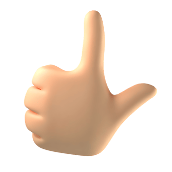 Thumbs up cartoon hand gesture on transparent background png