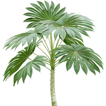 Licuala Palm Tree with Large Leaves on transparent Background png
