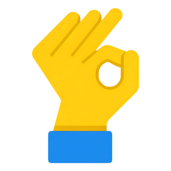 Yellow hand emoji making OK sign on transparent background png