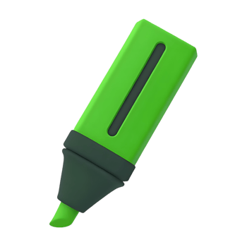 Isolated green highlighter for education and design on transparent background png