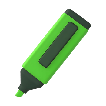 Green highlighter on transparent background for educational supplies png