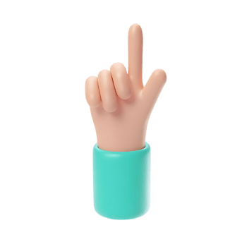 Cartoon hand showing index finger pointing up on transparent background png
