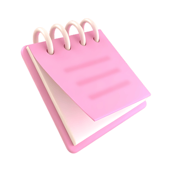 Pink notepad with spiral binding on transparent background png