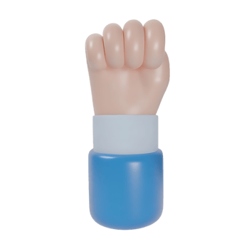 Cartoon protest fist 3D render on transparent background png