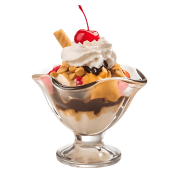 Ice Cream Sundae with Cherry Whipped Cream and Wafer Stick on transparent Background png