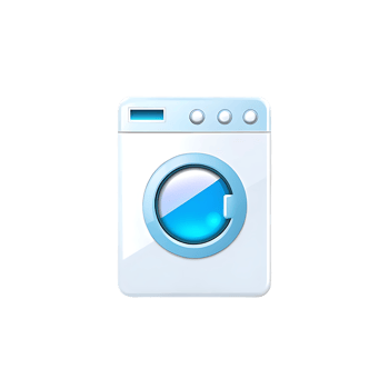 Front Loading Washing Machine Illustration in White and Blue on transparent Background png
