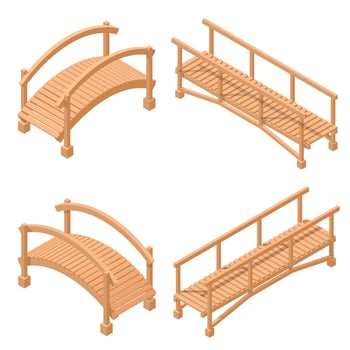 Wooden bridge illustrations vector