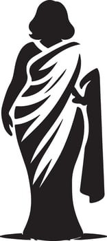 Silhouette of a woman in traditional indian saree dress standing gracefully in black and white art vector